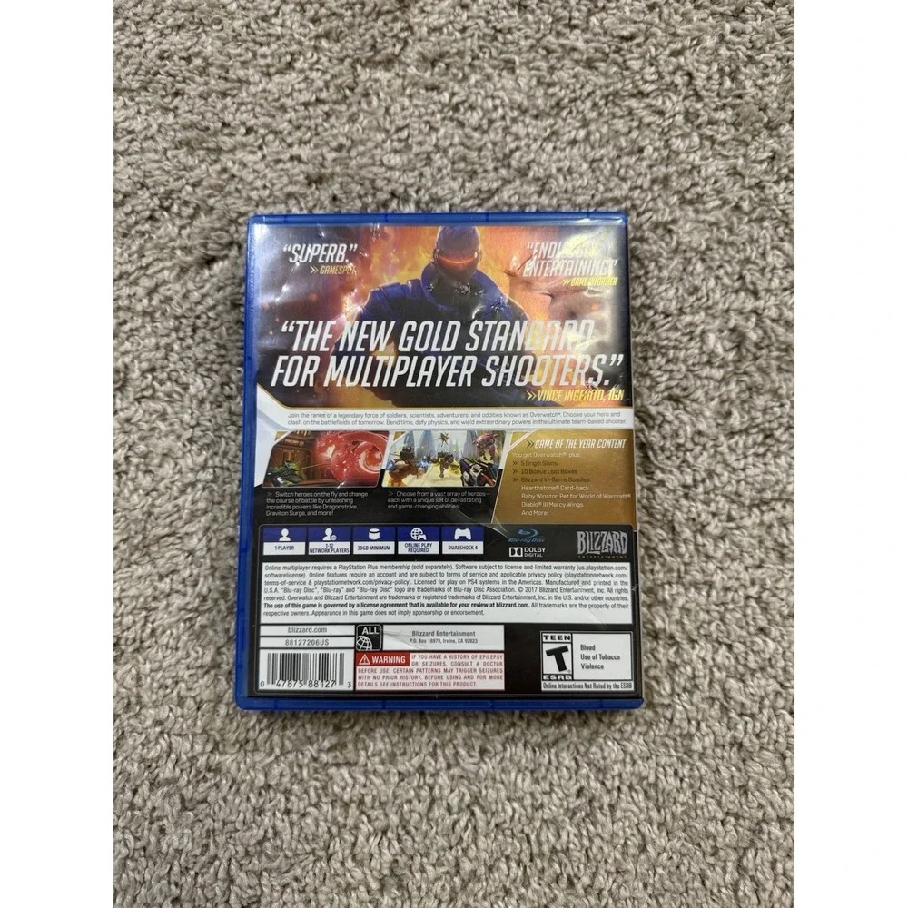 Overwatch: Game‎ of the Year Edition Sony PlayStation 4 PS4 Game disc & case
